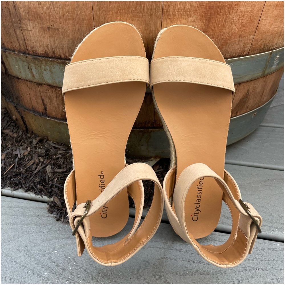 Boho Vegan Suede Buckle Ankle Strap Espadrille Sandal - Picture 6 of 16